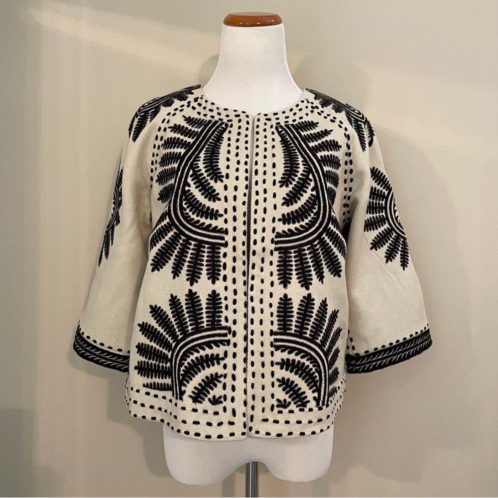 Elevenses Cropped Embroidered Jacket, Size M